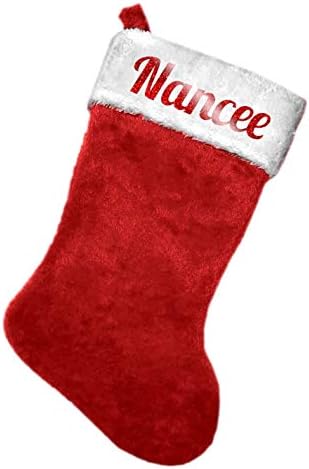 Nancee Kırmızı Glitter Peluş Noel Tatili Çorap, 8.5 inç. x 18 inç.