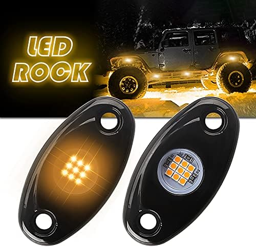 2 Bakla LED kaya ışıkları sarı su geçirmez LED Neon Underglow ışık kamyon SUV ATV Jeep Off-Road araç şasi ışık atmosfer dekoratif