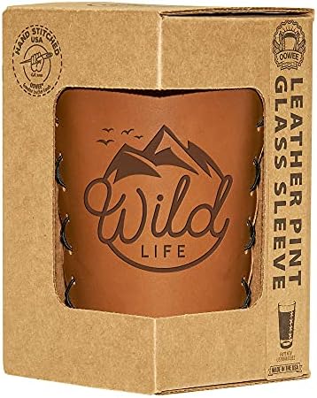 Wild Life logolu 16oz Deri Bira Bardağı Rahat - Yalıtkan İçecek Tutacağı