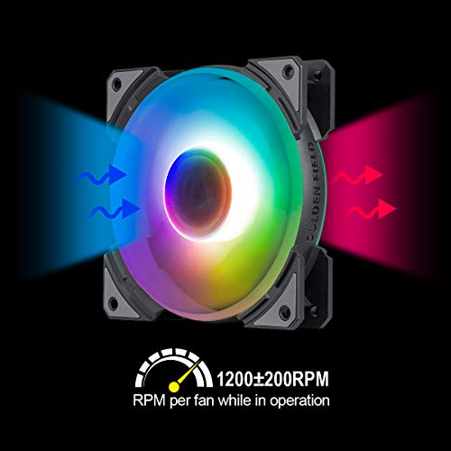Altın ALAN MH RGB PC Hayranları, 120mm kasa fanı Otomatik Renk Değişimi Sessiz LED Soğutma Fanı Bilgisayar PC Kasa CPU Soğutucu