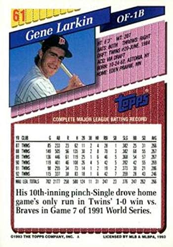 1993 Topps Altın Beyzbol 61 Gene Larkin Minnesota Twins Topps Şirketinden Resmi MLB Ticaret Kartı