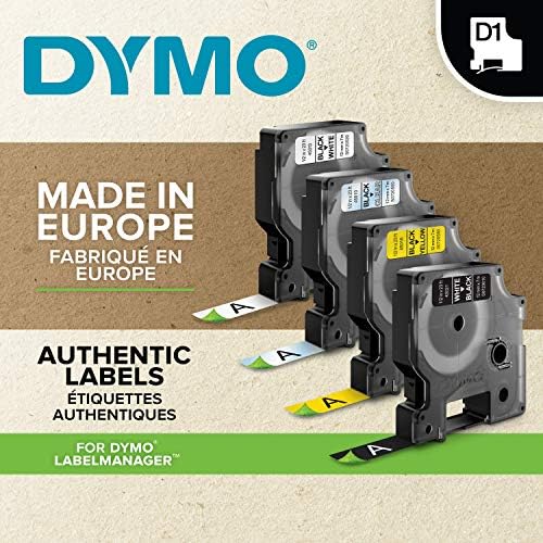 LabelManager Etiket Makineleri için DYMO Standart D1 Etiketleme Bandı, Şeffaf Bant Üzerine Mavi Baskı, 1/2 G x 23' L, 1 Kartuş