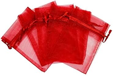 96-5 x 7 Organze Düğün Favor ntLG Hediye Şeker Çanta Takı Kılıfı (Kırmızı)