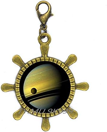 Yao0dıanxku Cam Kubbe Dümen Fermuar Çekme Gezegen Satürn Dümen Fermuar Çekme Cassini Satürn Ay Titan Istakoz Toka Cam Cabochon