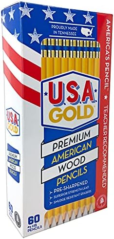 ABD Altın Önceden bilenmiş Amerikan Ahşap Kasalı 2 HB Sarı Kalemler, 60 Paket