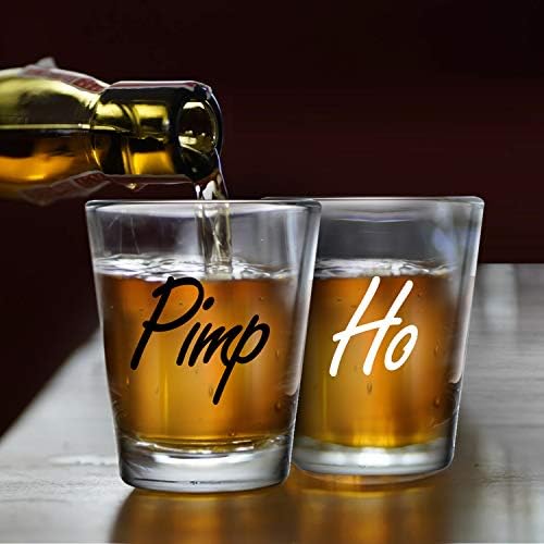 PİMP & HO Shot Glass (2'li Set) Kadınlar/Erkekler için Yenilik Hediyeleri - Nişan hediyesi, düğün hediyesi, Benzersiz Doğum Günü