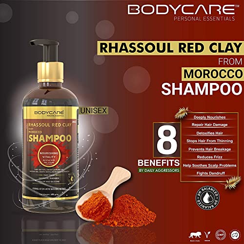 BENİM VÜCUT BAKIMI Kişisel Essentials Rhassoul Kırmızı Kil Yüz Yıkama + Şampuan + Vücut Duş Krem Sabun Ücretsiz Vücut Temizleyici