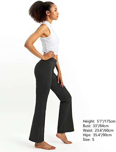 Stelle Kadın Bootcut Yoga Pantolon Cepler ıle Yüksek Belli Kaçak egzersiz pantolonları Flare Çalışma Pantolon 30 / 31/ 32